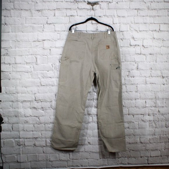 Carhartt Brown Cotton Dungaree Fit Washed Duck Work Pants 36x34 - Picture 8 of 9